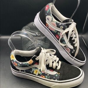 Vans Kids Sneakers - Black with Floral Design